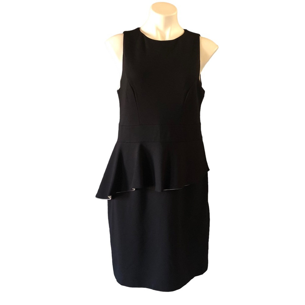 Anne Fontaine Marion After 5 Black and White Sleeveless Peplum Sheath Dress